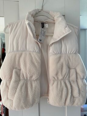 Divided Cream Sherpa Puffer Vest